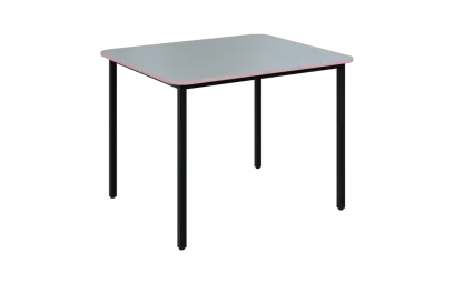 JSBR 90N Jídelní stůl 900 x 900 mm, deska šedá s hranou pastelově růžová / podnož černá